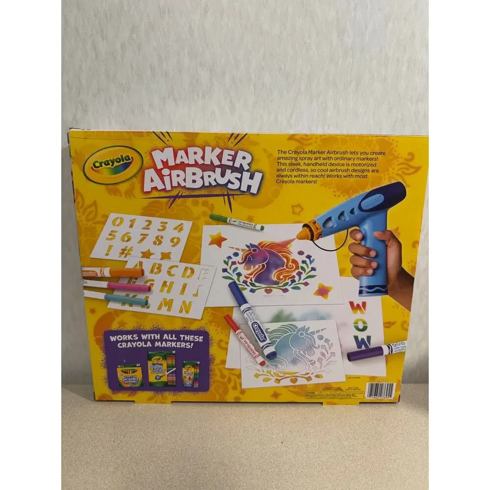Crayola Marker Airbrush Art Sprayer Kit 40+ Markers Stencils Complete Set